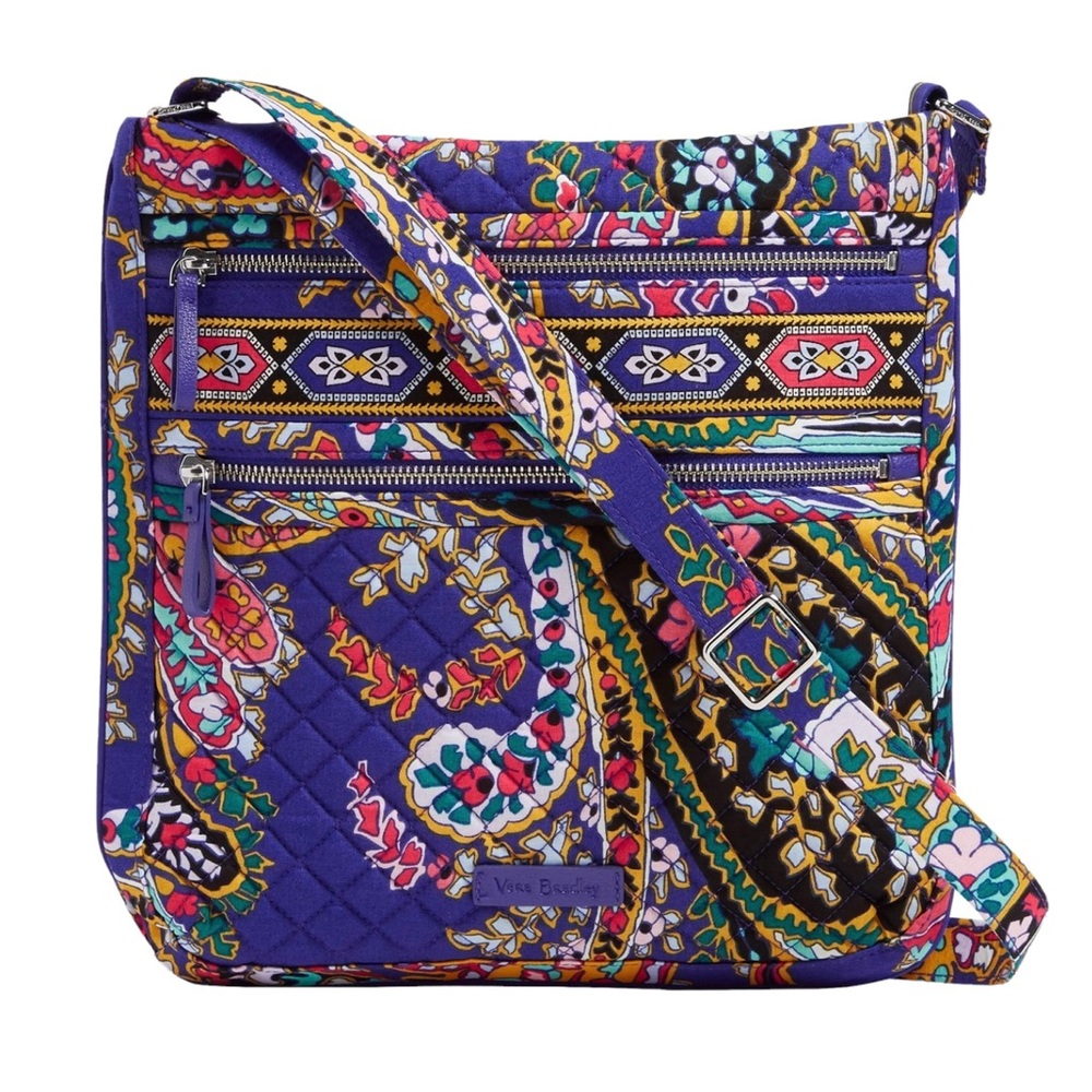 💙💜NWT Vera Bradley "Romantic Paisley" Triple Zip Hipster Crossbody💜💙
